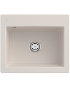Villeroy und Boch Subway 60 S Einbauspüle 330901KR mit Ablaufgarnitur, 600 x 510 mm, Handbetätigung, crema CeramicPlus