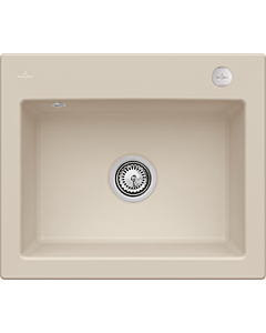 Villeroy und Boch Subway 60 S Einbauspüle 330902AM mit Ablaufgarnitur, Excenterbetätigung, 600 x 510 mm, almond CeramicPlus
