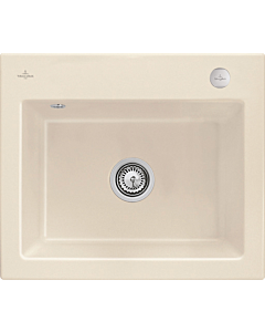Villeroy und Boch Subway 60 S évier à encastrer 330902FU avec garniture de vidage , commande excentrique, 600 x 510 mm, ivoire CeramicPlus