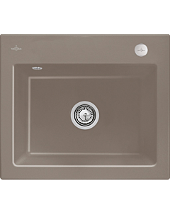 Villeroy und Boch Subway 60 S Einbauspüle 330902TR mit Ablaufgarnitur, Excenterbetätigung, 600 x 510 mm, timber CeramicPlus