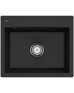 Villeroy und Boch Subway Flächenbündige Spüle 33091FJ0 mit Ablaufgarnitur und Handbetätigung, Chromit