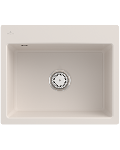 Villeroy und Boch Subway Flächenbündige Spüle 33091FKR mit Ablaufgarnitur und Handbetätigung, Crema