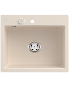 Villeroy und Boch Subway Flächenbündige Spüle 33092FFU mit Ablaufgarnitur und Excenterbetätigung, Ivory