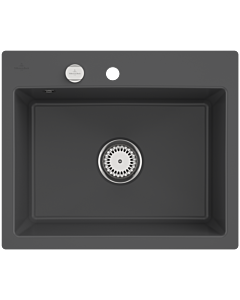 Villeroy und Boch Subway évier à chasse d&#39;eau 33092Fi4 avec garniture de vidage et actionnement excentrique, Graphit