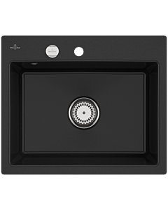 Villeroy und Boch Subway évier à chasse d&#39;eau 33092FJ0 avec garniture de vidage et actionnement excentrique, chromite