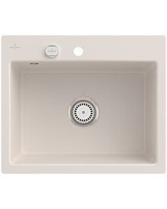 Villeroy und Boch Subway évier à chasse d&#39;eau 33092FKR avec garniture de vidage et actionnement excentrique, Crema