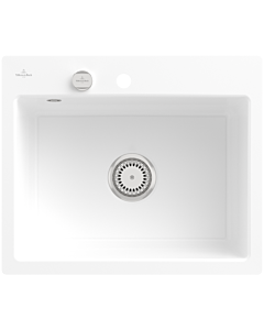 Villeroy und Boch Subway Flächenbündige Spüle 33092FR1 mit Ablaufgarnitur und Excenterbetätigung, weiß