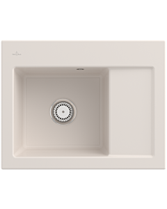 Villeroy und Boch Subway 45 Compact built-in sink 331201KR left, with drain fitting, manual operation, 650 x 510 mm, crema CeramicPlus