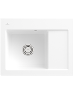 Villeroy und Boch Subway 45 Compact Einbauspüle 331201RW links, mit Ablaufgarnitur, Handbetätigung, 650 x 510 mm, stone white CeramicPlus