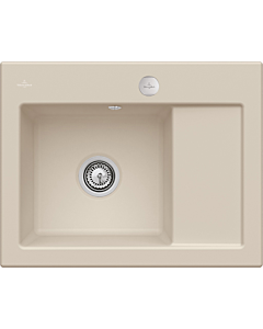 Villeroy und Boch Subway 45 Compact Einbauspüle 331202AM links, mit Ablaufgarnitur, Excenterbetätigung, 650 x 510 mm, almond CeramicPlus