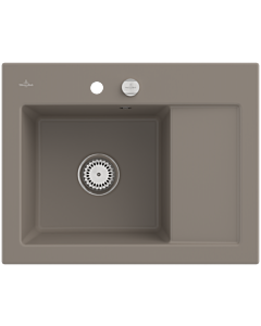 Villeroy und Boch Subway 45 Compact Einbauspüle 331202TR links, mit Ablaufgarnitur, Excenterbetätigung, 650 x 510 mm, timber CeramicPlus