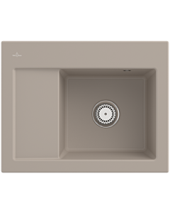 Villeroy und Boch Subway 45 Compact Einbauspüle 331301AM rechts, mit Ablaufgarnitur und Handbetätigung, 650 x 510 mm, Almond