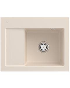 Villeroy und Boch Subway 45 Compact Einbauspüle 331301FU rechts, mit Ablaufgarnitur, 650 x 510 mm, Handbetätigung, ivory CeramicPlus