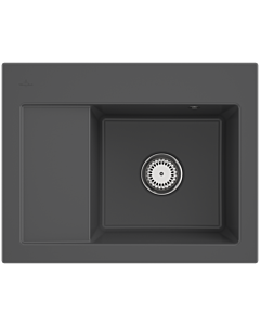 Villeroy und Boch Subway 45 Compact Einbauspüle 331301i4 rechts, mit Ablaufgarnitur, 650 x 510 mm, Handbetätigung, graphit CeramicPlus