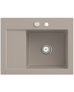 Villeroy und Boch Subway 45 Compact Einbauspüle 331302AM rechts, mit Ablaufgarnitur, Excenterbetätigung, 650 x 510 mm, almond CeramicPlus