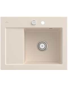 Villeroy und Boch Subway 45 Compact Einbauspüle 331302FU rechts, mit Ablaufgarnitur, Excenterbetätigung, 650 x 510 mm, ivory CeramicPlus