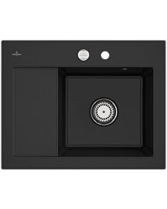 Villeroy und Boch Subway 45 Compact Einbauspüle 331302J0 rechts, mit Ablaufgarnitur, Excenterbetätigung, 650 x 510 mm, chromite CeramicPlus