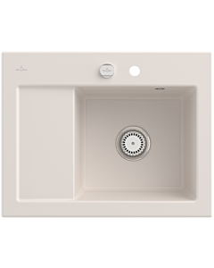 Villeroy und Boch Subway 45 Compact Spüle 331302KR rechts, mit Ablaufgarnitur, Excenterbetätigung, 650 x 510 mm, crema CeramicPlus