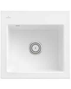 Villeroy und Boch Subway 50 S built-in sink 331501KG with drain fitting, 525 x 510 mm, manual operation, snow white CeramicPlus