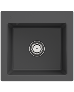 Villeroy und Boch Subway Flächenbündige Spüle 33151Fi4 mit Ablaufgarnitur und Handbetätigung, Graphit