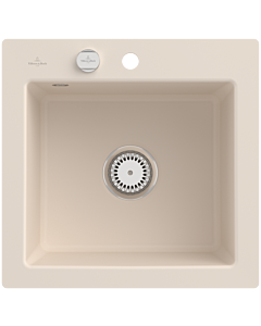 Villeroy und Boch Subway Flächenbündige Spüle 33152FFU mit Ablaufgarnitur und Exzenterbetätigung, Ivory