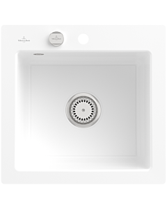Villeroy und Boch Subway Flächenbündige Spüle 33152FKG mit Ablaufgarnitur und Exzenterbetätigung, Snow White