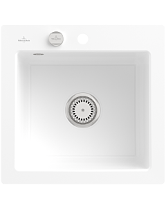 Villeroy und Boch Subway Flächenbündige Spüle 33152FR1 mit Ablaufgarnitur und Exzenterbetätigung, weiß