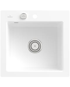 Villeroy und Boch Subway Flächenbündige Spüle 33152FRW mit Ablaufgarnitur und Exzenterbetätigung, Stone White