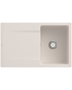 Villeroy und Boch Flächenbündige Spüle 33341FKR mit Ablaufgarnitur und Handbetätigung, Crema