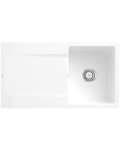 Villeroy und Boch Flächenbündige Spüle 33351FKG mit Ablaufgarnitur und Handbetätigung, Snow White