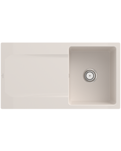 Villeroy und Boch Flächenbündige Spüle 33351FKR mit Ablaufgarnitur und Handbetätigung, Crema