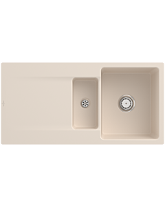 Villeroy und Boch Siluet Flächenbündige Spüle 33371FFU mit Ablaufgarnitur und Handbetätigung, Ivory