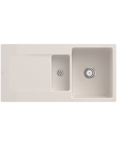 Villeroy und Boch Siluet Flächenbündige Spüle 33371FKR mit Ablaufgarnitur und Handbetätigung, Crema