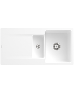 Villeroy und Boch Siluet sink 33371FRW with waste set and manual operation, stone white