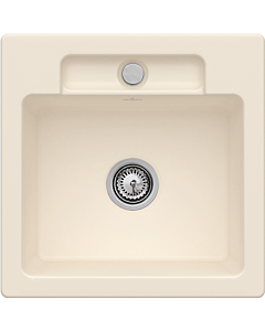 Villeroy und Boch Siluet Flush-mounted sink 33452FFU with drain fitting and eccentric actuation, Ivory