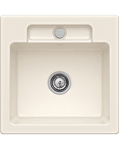 Villeroy und Boch Siluet évier à chasse d&#39;eau 33452FKR avec garniture de vidage et actionnement excentrique, Crema