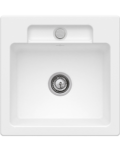 Villeroy und Boch Siluet Flush-mounted sink 33452FRW with drain fitting and eccentric operation, Stone White