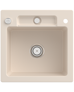 Villeroy und Boch Siluet Sink 334502FU with drain fitting and eccentric operation, Ivory