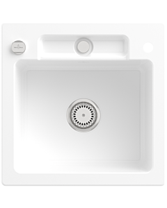Villeroy und Boch Siluet évier 334502KG avec garniture de vidage et actionnement excentrique, Blanche Neige