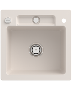 Villeroy und Boch Siluet Sink 334502KR with drain fitting and eccentric actuation, Crema