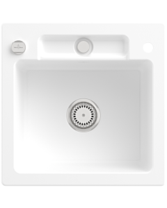 Villeroy und Boch Siluet évier 334502RW avec garniture de vidage et actionnement excentrique, Stone White