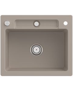 Villeroy und Boch Siluet Sink 334602AM with drain fitting and eccentric actuation, Almond
