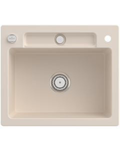 Villeroy und Boch Siluet Sink 334602FU with drain fitting and eccentric operation, Ivory