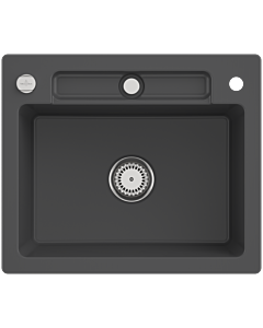 Villeroy und Boch Siluet Sink 334602i4 with drain fitting and eccentric actuation, Graphit
