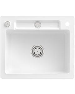 Villeroy und Boch Siluet évier 334602KG avec garniture de vidage et actionnement excentrique, Blanche Neige