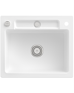 Villeroy und Boch Siluet Spüle 334602RW mit Ablaufgarnitur und Exzenterbetätigung, Stone White
