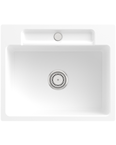 Villeroy und Boch Siluet Flächenbündige Spüle 33461FRW mit Ablaufgarnitur und Handbetätigung, Stone White