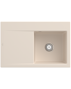 Villeroy und Boch Subway Style 45 Einbauspüle 334701FU rechts, mit Ablaufgarnitur, ivory CeramicPlus, 78 x 51 cm