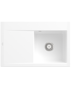 Villeroy und Boch Subway Style 45 Einbauspüle 334701KG rechts, mit Ablaufgarnitur, snow white CeramicPlus, 78 x 51 cm