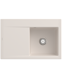 Villeroy und Boch Subway Style 45 Einbauspüle 334701KR rechts, mit Ablaufgarnitur, crema CeramicPlus, 78 x 51 cm